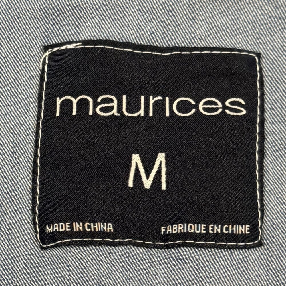 Maurices Womens Blue Denim Jean Jacket Size M Button Front Long Sleeve Pockets - Picture 8 of 14